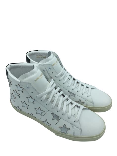 white ysl leather sneakers high top|ysl sneakers price.